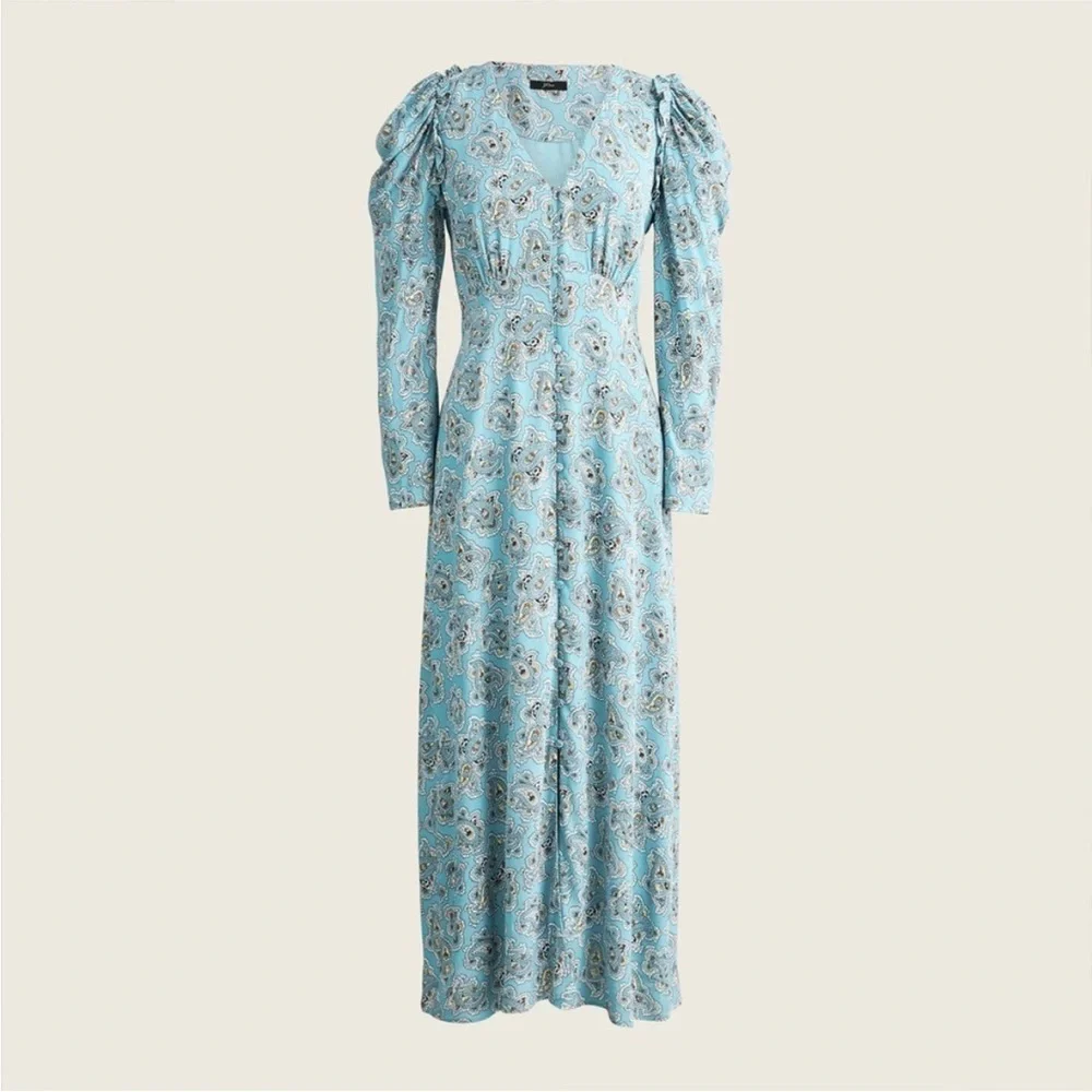 J.Crew Drapey Puff Sleeve Maxi Dress in Paisley Bunch 00